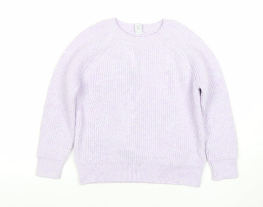 Tu Girls Lilac Rib Knit Pullover Jumper 7 Years Polyester Acrylic Blend
