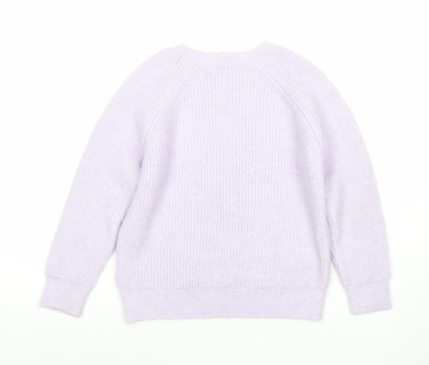 Tu Girls Lilac Rib Knit Pullover Jumper 7 Years Polyester Acrylic Blend