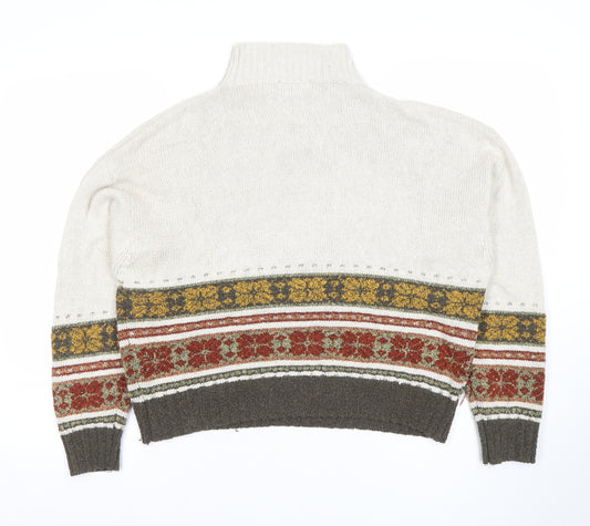 Wallis Women’s Ivory Fair Isle Roll Neck Petite M Knit Jumper