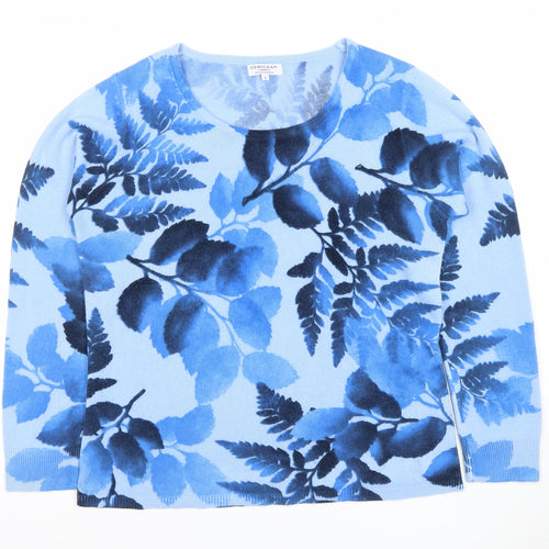 Cerulean by Sue Diamond Women's Blue Floral Knit Jumper Size S