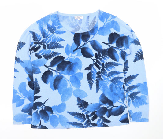 Cerulean by Sue Diamond Women's Blue Floral Knit Jumper Size S