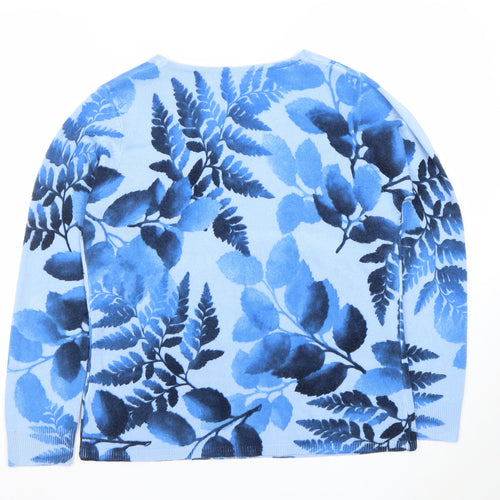 Cerulean by Sue Diamond Women's Blue Floral Knit Jumper Size S