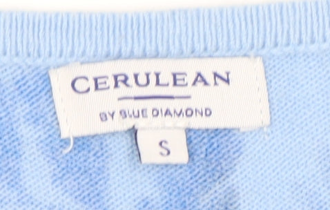 Cerulean by Sue Diamond Women's Blue Floral Knit Jumper Size S
