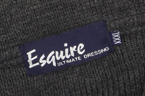 Esquire Men's Grey 3XL Full Zip Knit Jumper Collared Classic Style