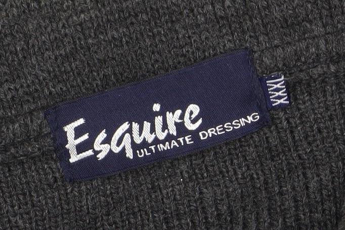 Esquire Men's Grey 3XL Full Zip Knit Jumper Collared Classic Style