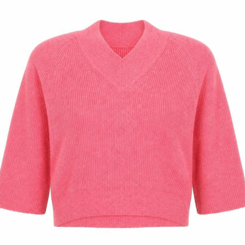 Mango Women’s Pink V-Neck Knit Pullover Jumper Size 12