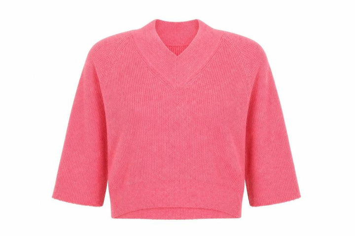 Mango Women’s Pink V-Neck Knit Pullover Jumper Size 12