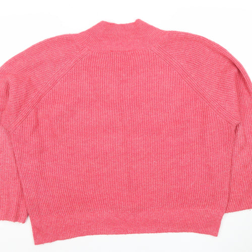 Mango Women’s Pink V-Neck Knit Pullover Jumper Size 12