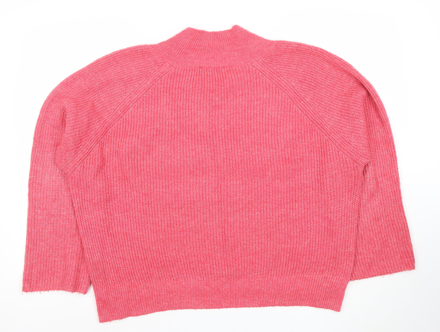 Mango Women’s Pink V-Neck Knit Pullover Jumper Size 12