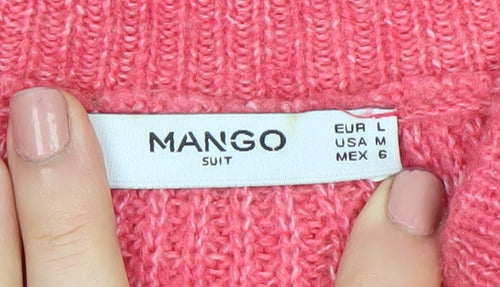 Mango Women’s Pink V-Neck Knit Pullover Jumper Size 12