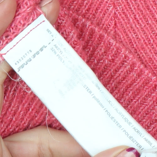 Mango Women’s Pink V-Neck Knit Pullover Jumper Size 12