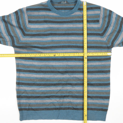 Cedar Wood State Men's Blue Striped Acrylic Pullover Jumper M