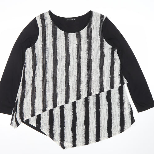 Quiz Womens Black Stripe Asymmetric Tunic Top Size 14