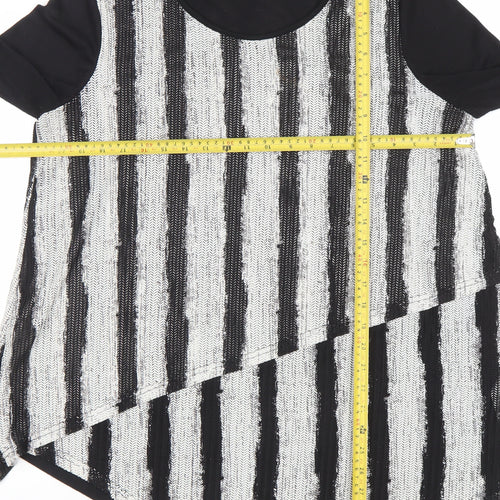 Quiz Womens Black Stripe Asymmetric Tunic Top Size 14