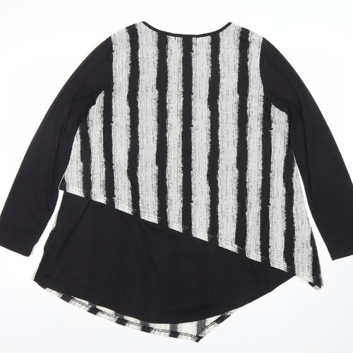 Quiz Womens Black Stripe Asymmetric Tunic Top Size 14