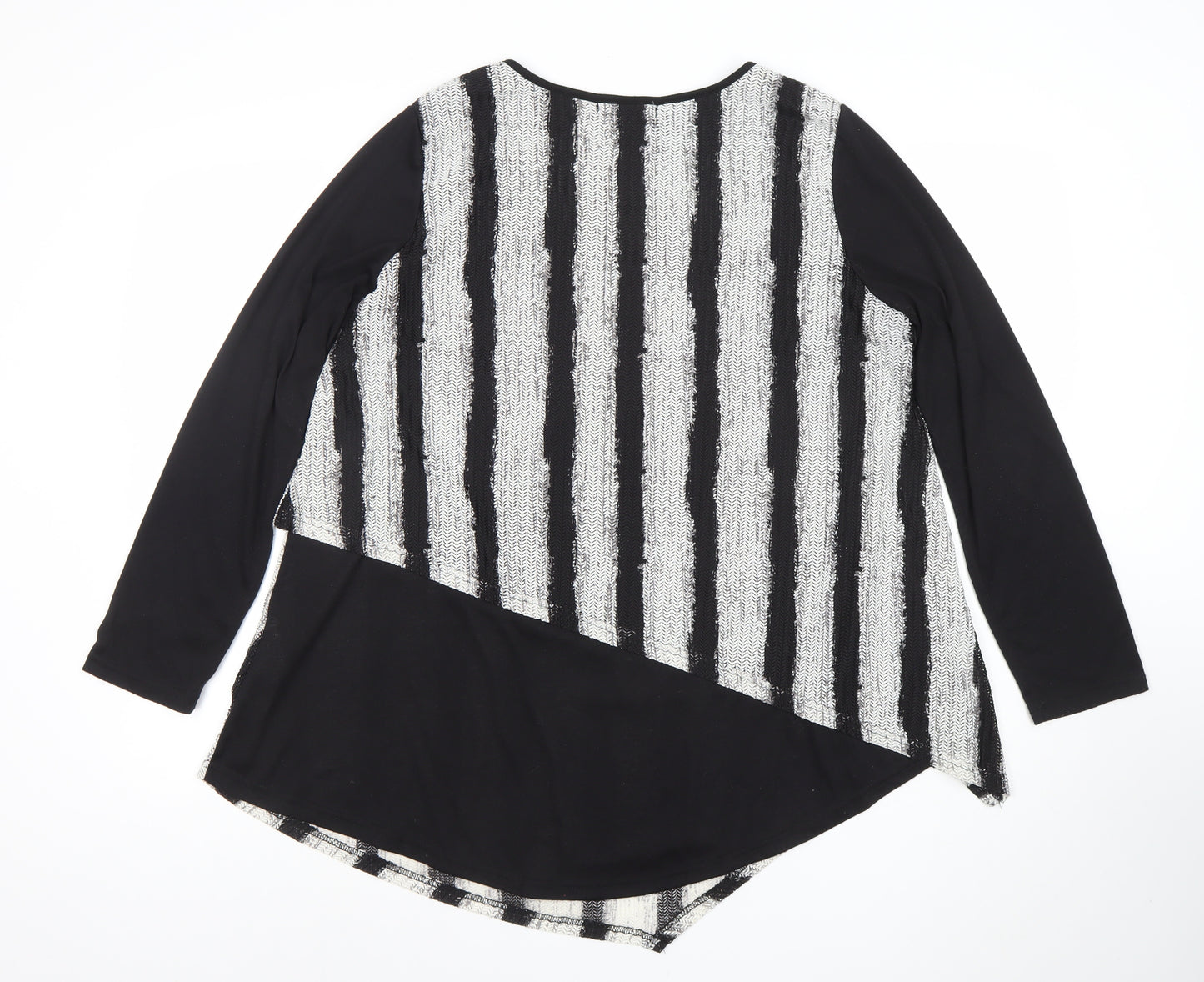 Quiz Womens Black Stripe Asymmetric Tunic Top Size 14