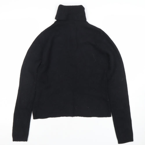 Topshop Women Black Roll Neck Beaded Lambswool Jumper Size 14