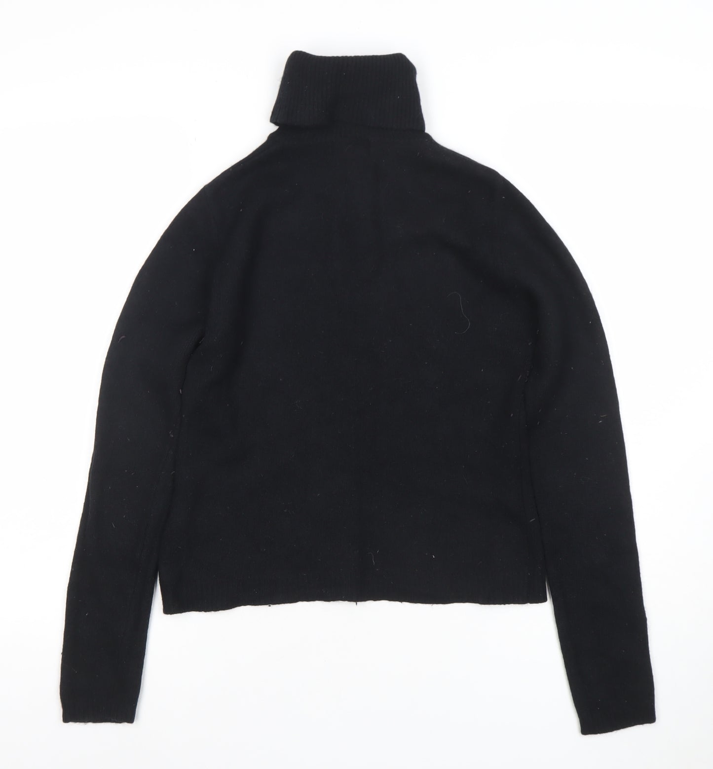 Topshop Women Black Roll Neck Beaded Lambswool Jumper Size 14