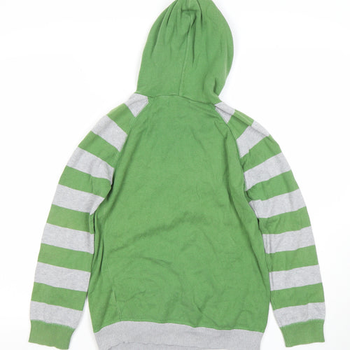 St. George by Duffer Boys Green Grey Striped Pullover Hoodie 11-12 Years Cotton