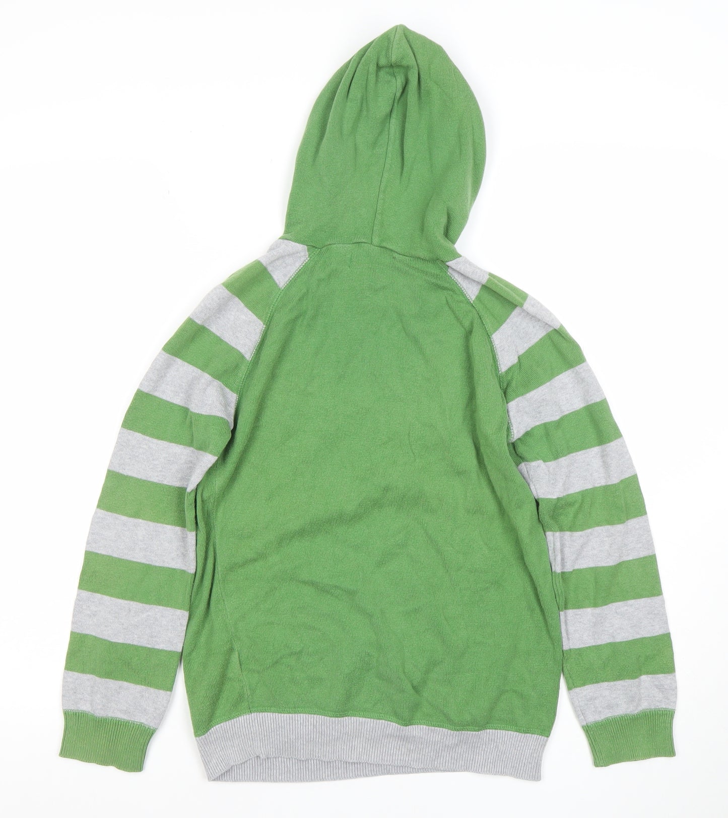 St. George by Duffer Boys Green Grey Striped Pullover Hoodie 11-12 Years Cotton