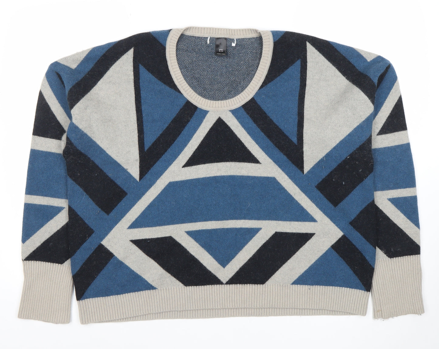 NIKITA Women's Blue Geometric Wool Angora Jumper Size M