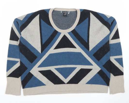NIKITA Women's Blue Geometric Wool Angora Jumper Size M