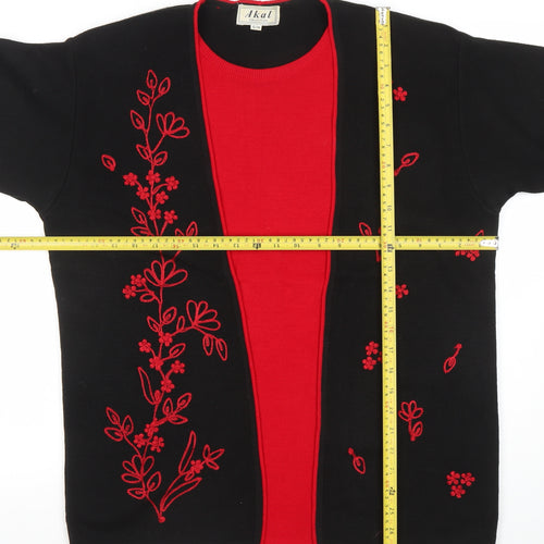 Akal Women's Black Floral Embroidered Cardigan S/M Acrylic Knit