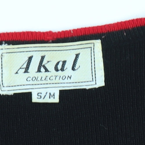 Akal Women's Black Floral Embroidered Cardigan S/M Acrylic Knit