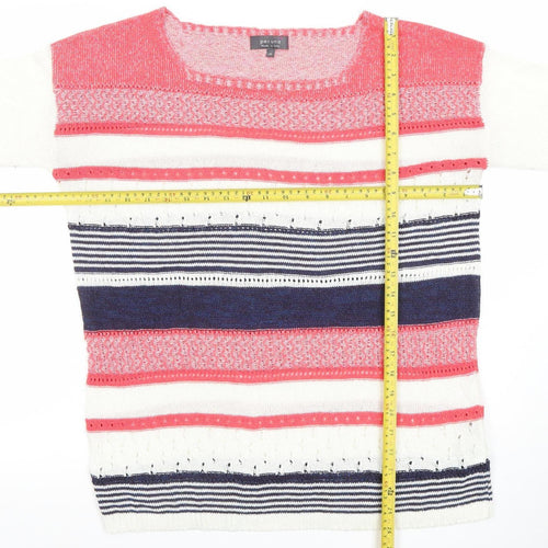 Marks and Spencer Per Una Women’s Multicoloured Striped 3/4 Sleeve Cotton Knit Jumper Size 14