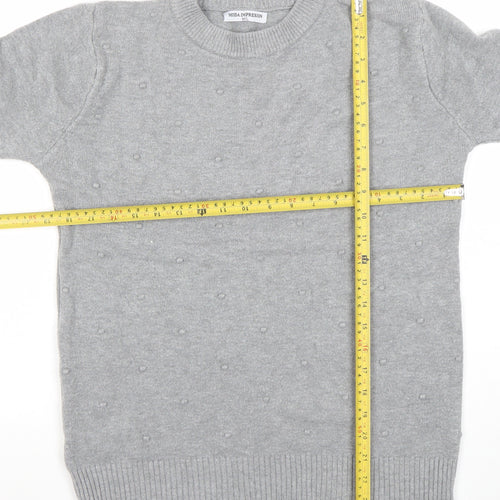 MODA IMPRESION Womens Grey Knit Crew Neck Pullover Jumper M