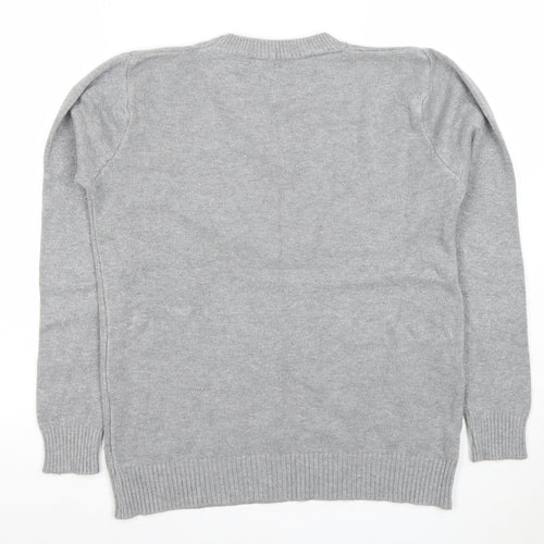 MODA IMPRESION Womens Grey Knit Crew Neck Pullover Jumper M