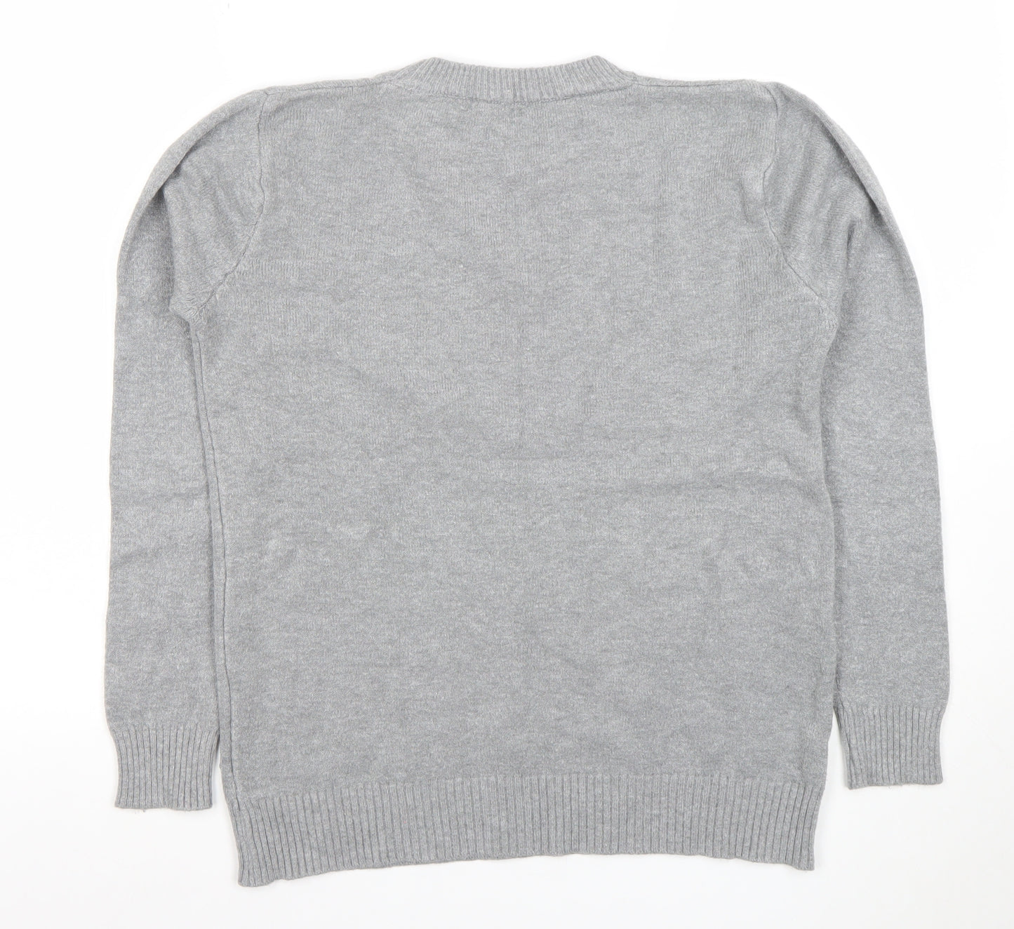 MODA IMPRESION Womens Grey Knit Crew Neck Pullover Jumper M