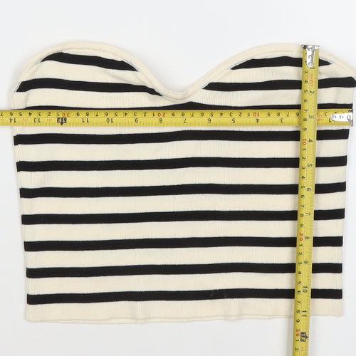 H&M Women’s Black Striped Strapless Cropped Knit Top L