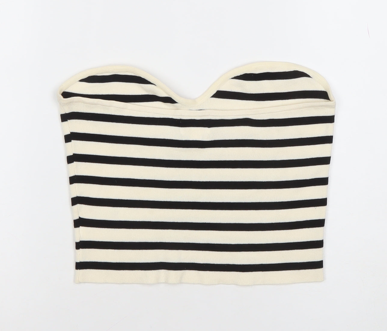 H&M Women’s Black Striped Strapless Cropped Knit Top L