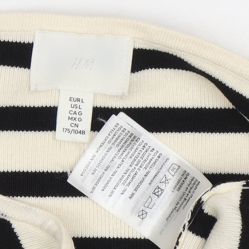 H&M Women’s Black Striped Strapless Cropped Knit Top L