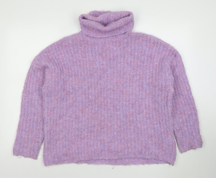 Culture Women's Purple Mohair Blend Roll Neck Jumper Size S