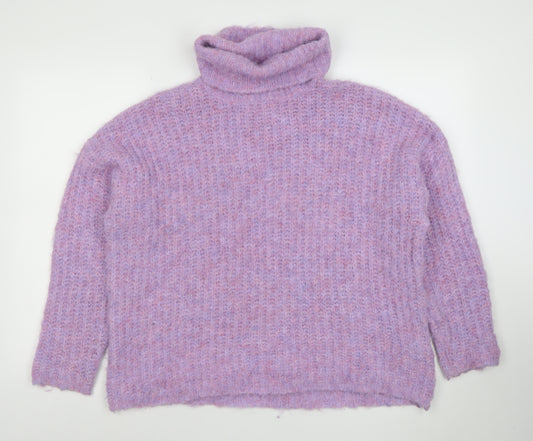 Culture Women's Purple Mohair Blend Roll Neck Jumper Size S