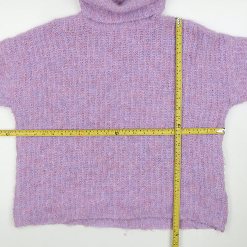 Culture Women's Purple Mohair Blend Roll Neck Jumper Size S