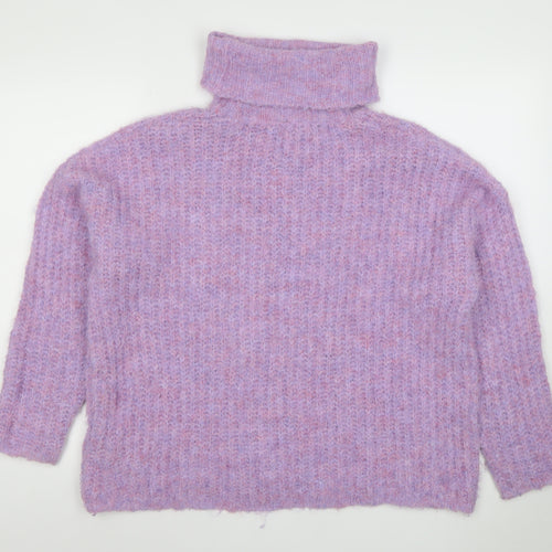Culture Women's Purple Mohair Blend Roll Neck Jumper Size S