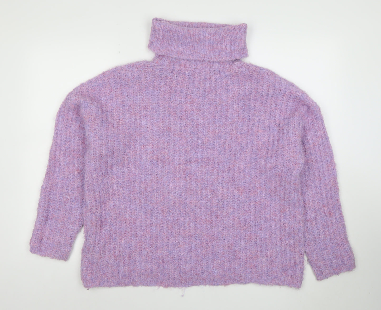 Culture Women's Purple Mohair Blend Roll Neck Jumper Size S