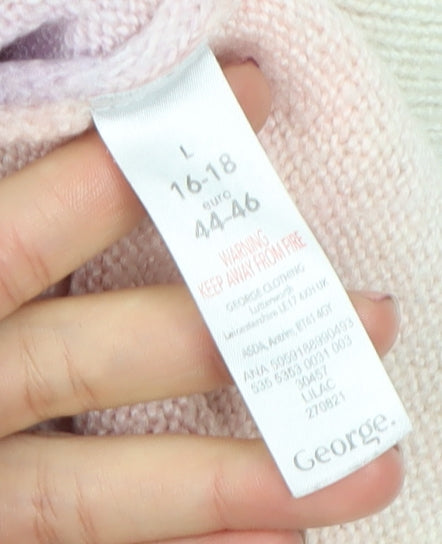 George Women’s Multicoloured High Neck Knit Tunic Jumper L 16-18