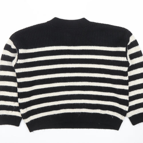 George Women’s Black & White Striped Henley Knit Jumper Size L