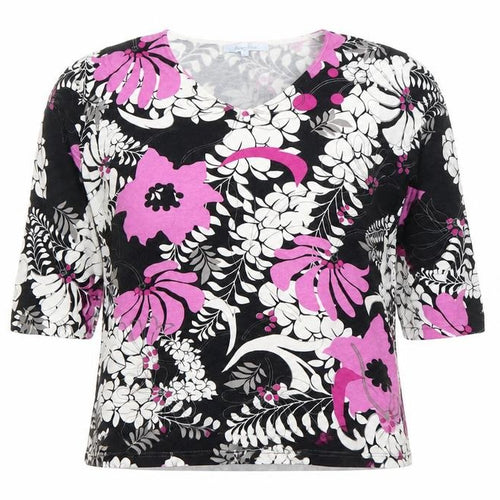 Penny Plain Women's Multicoloured Floral 3/4 Sleeve V-Neck Top Size L