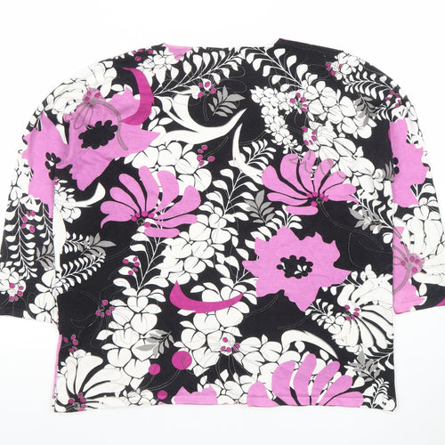 Penny Plain Women's Multicoloured Floral 3/4 Sleeve V-Neck Top Size L