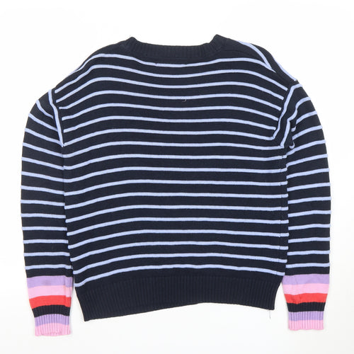 Quba & Co. Womens Blue Striped Crew Neck Cotton Jumper Size 12