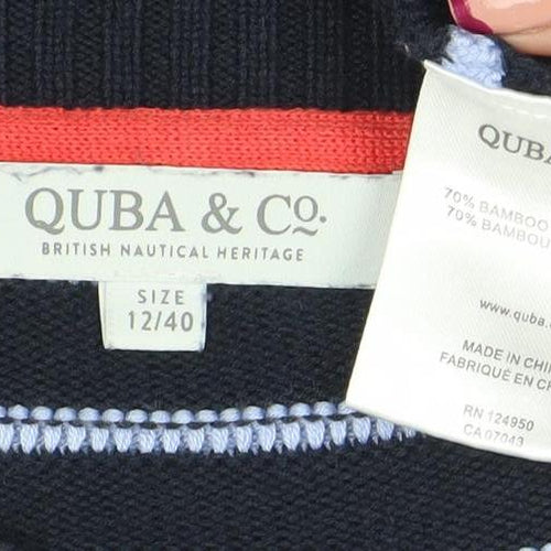 Quba & Co. Womens Blue Striped Crew Neck Cotton Jumper Size 12
