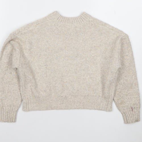 Primark Girls Beige Cable Knit Pullover Jumper 7-8 Years Crew Neck Winter