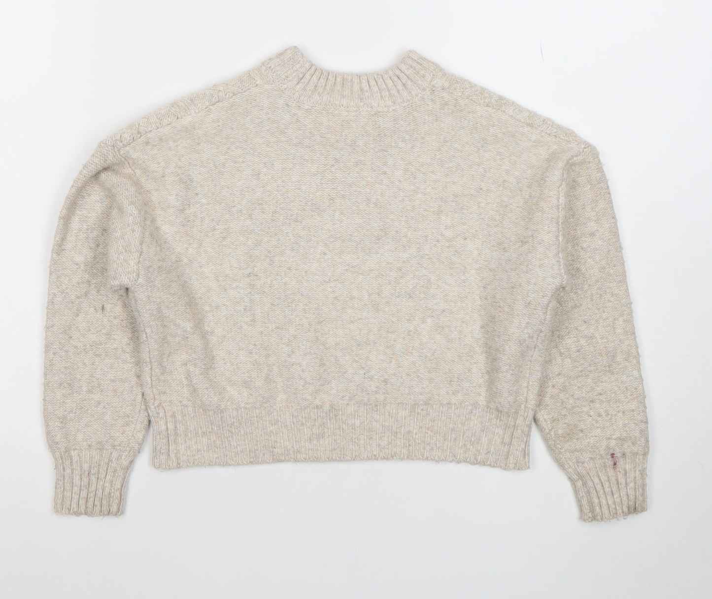 Primark Girls Beige Cable Knit Pullover Jumper 7-8 Years Crew Neck Winter