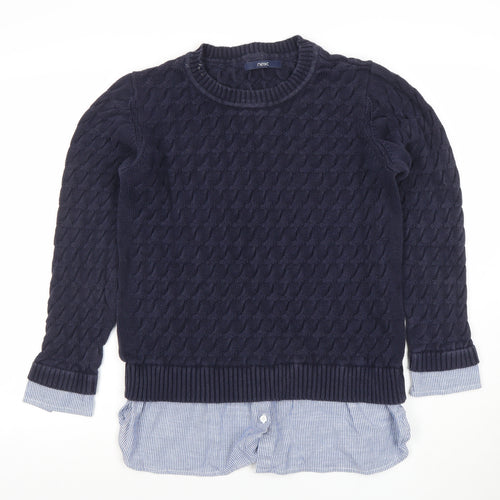 Next Women's Navy Cable-Knit Jumper UK 16 100% Cotton Crew Neck