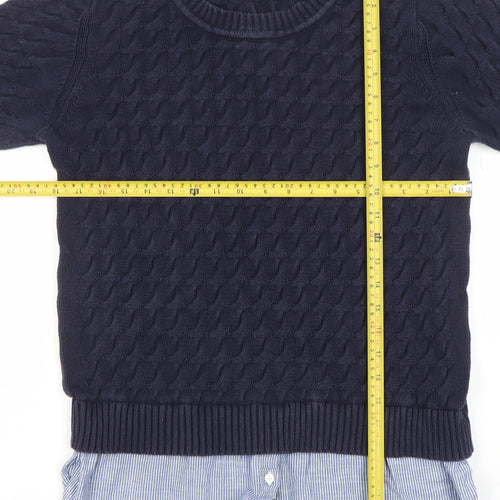 Next Women's Navy Cable-Knit Jumper UK 16 100% Cotton Crew Neck